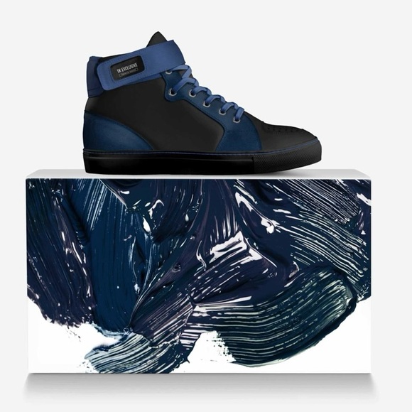 Stylish Black and Blue High-Top Sneakers